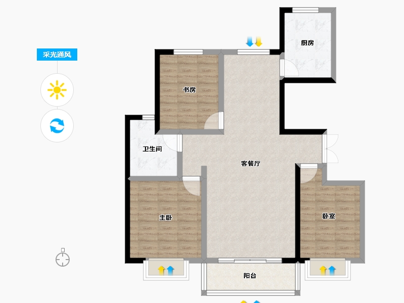 甘肃省-定西市-永生北玻紫御华府-98.67-户型库-采光通风