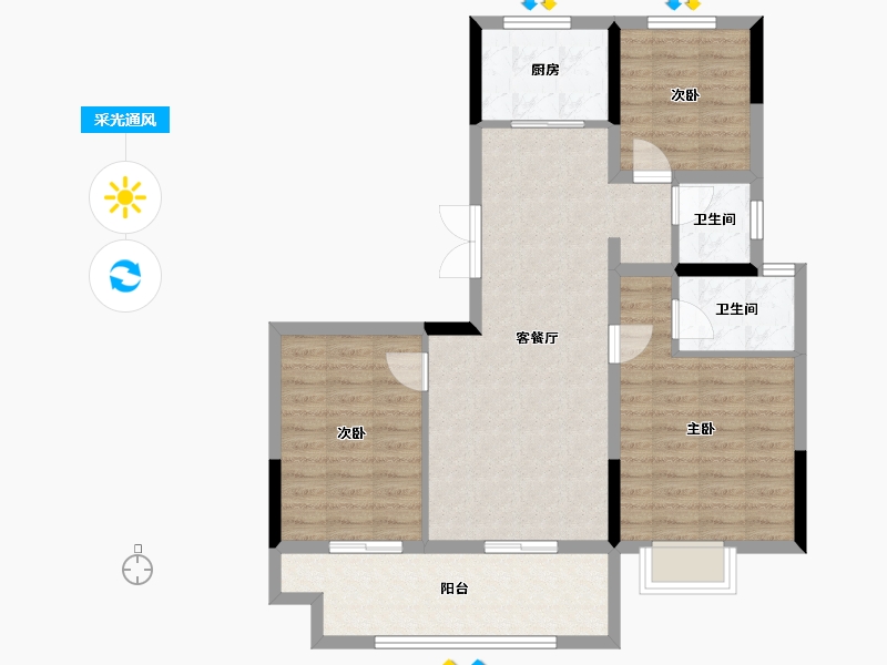 河南省-焦作市-征云云筑-87.92-户型库-采光通风