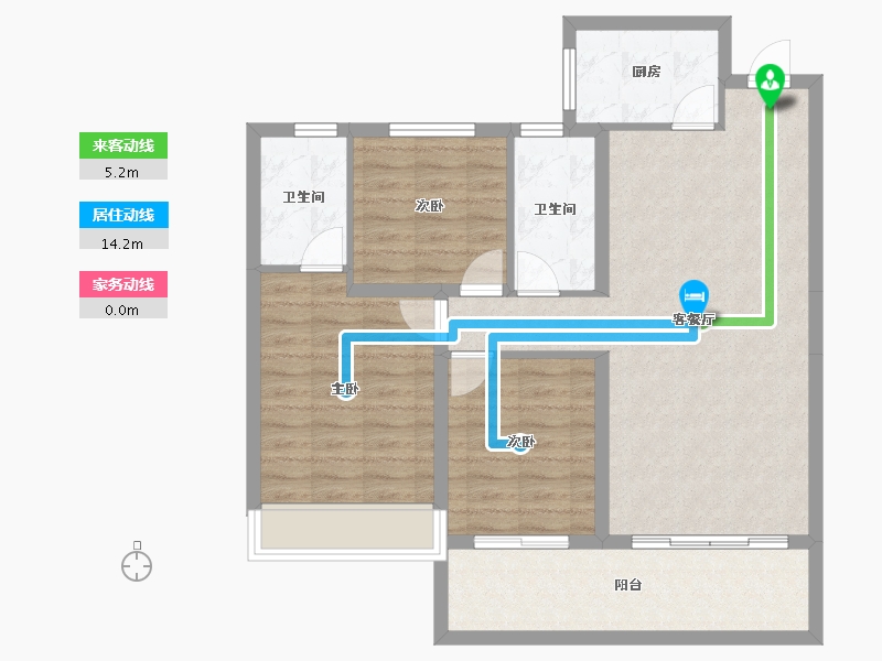 云南省-临沧市-恒宁京樾府-88.85-户型库-动静线