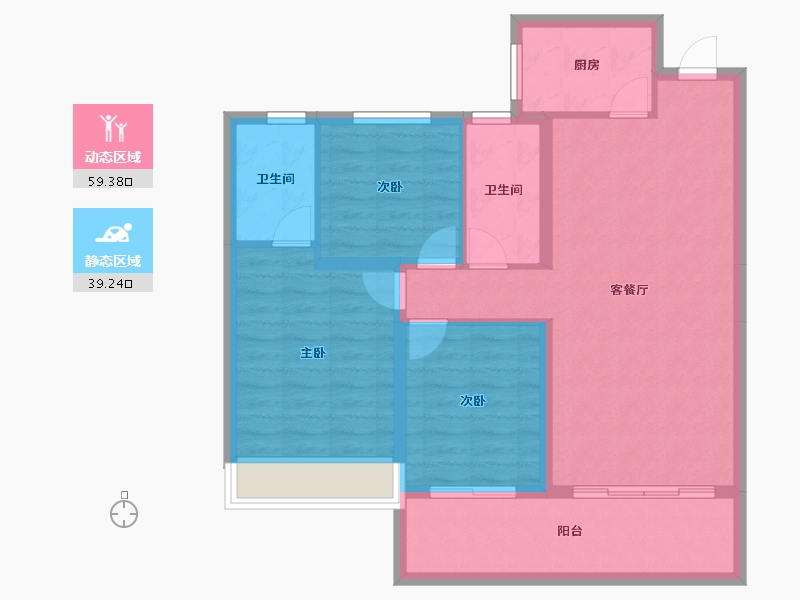 云南省-临沧市-恒宁京樾府-88.85-户型库-动静分区