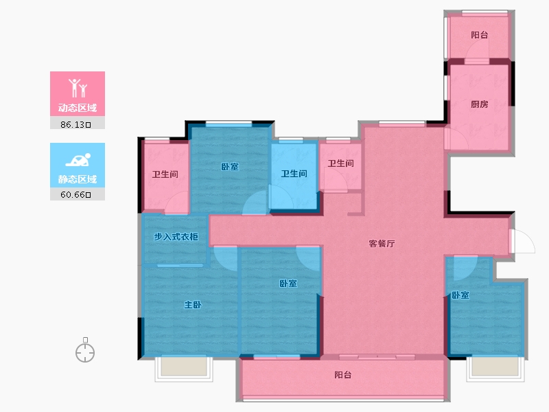 河南省-信阳市-康桥学苑-132.81-户型库-动静分区