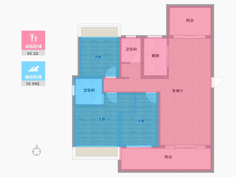 云南省-临沧市-恒宁京樾府-92.36-户型库-动静分区