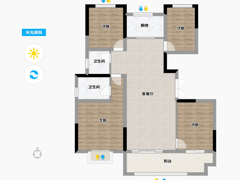 河南省-焦作市-征云云筑-100.80-户型库-采光通风