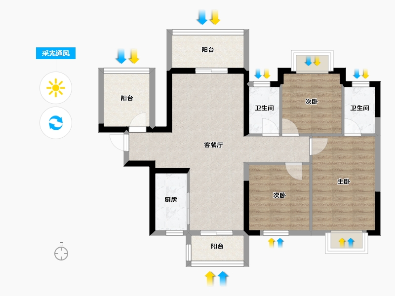 广西壮族自治区-南宁市-滨江锦湾-83.73-户型库-采光通风