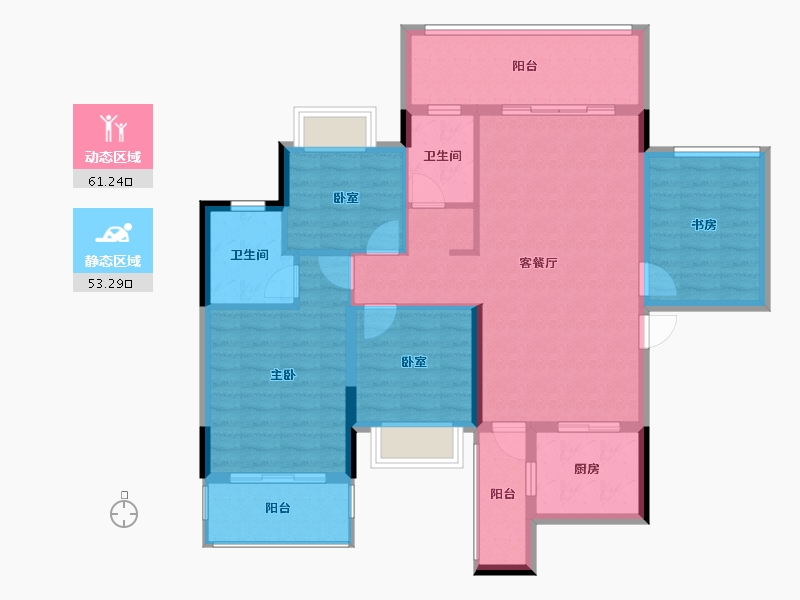 广西壮族自治区-贵港市-恒力华府-102.86-户型库-动静分区