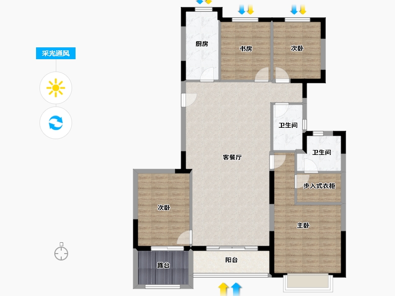 江苏省-徐州市-恒大昕棠观澜府-131.00-户型库-采光通风