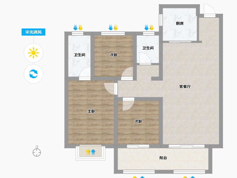 河北省-邢台市-金桂园-83.71-户型库-采光通风