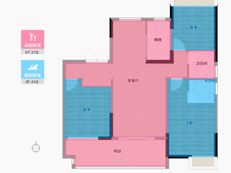 河南省-信阳市-光州贰号院-102.40-户型库-动静分区