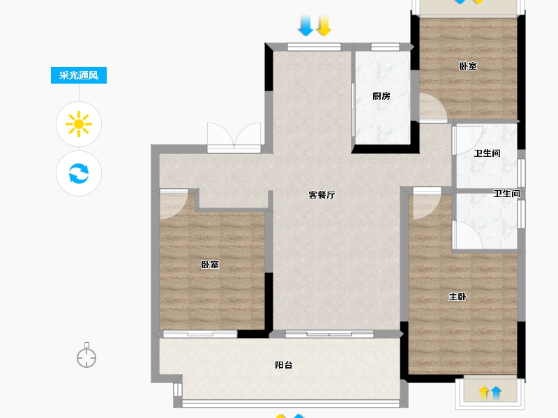 河南省-信阳市-光州贰号院-102.40-户型库-采光通风