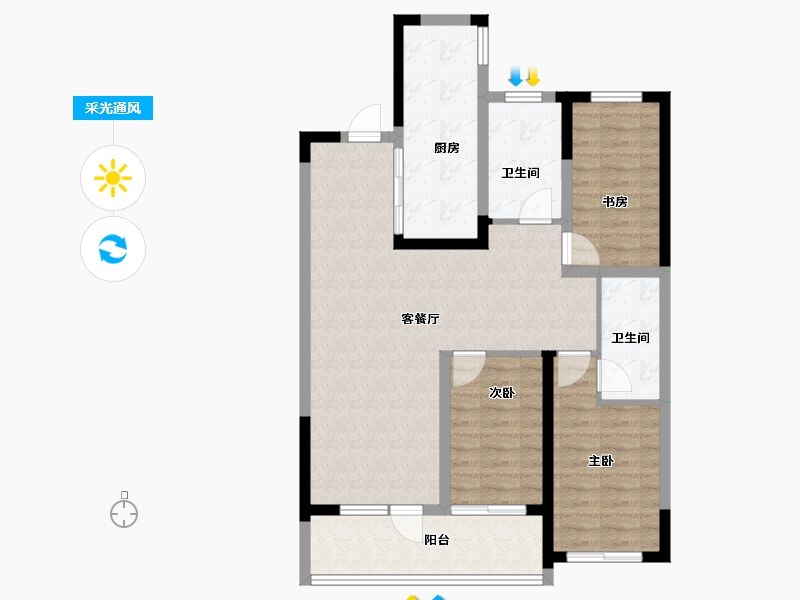 宁夏回族自治区-银川市-中海半岛华府-90.40-户型库-采光通风