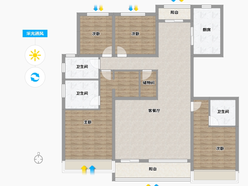 河南省-周口市-周投绿城·留香园-145.60-户型库-采光通风