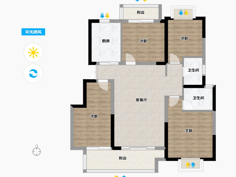 江西省-鹰潭市-铭欣·公园壹号-102.01-户型库-采光通风