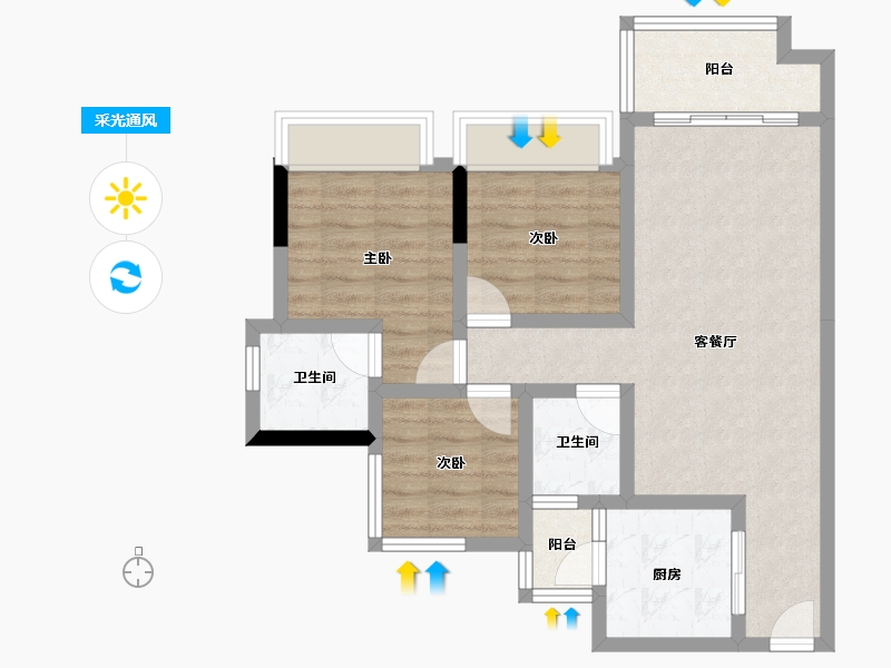 四川省-绵阳市-领地城-71.07-户型库-采光通风