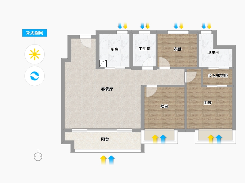 安徽省-芜湖市-港龙湖山映-82.00-户型库-采光通风