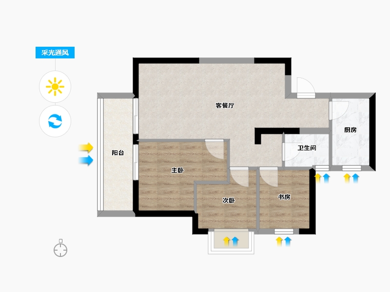 广西壮族自治区-南宁市-滨江锦湾-59.78-户型库-采光通风