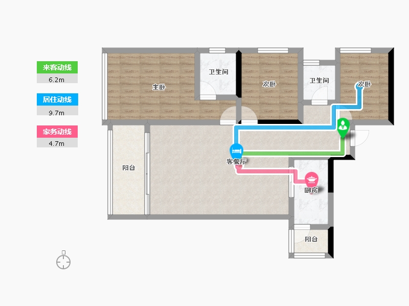 四川省-绵阳市-领地国际社区三期-90.64-户型库-动静线