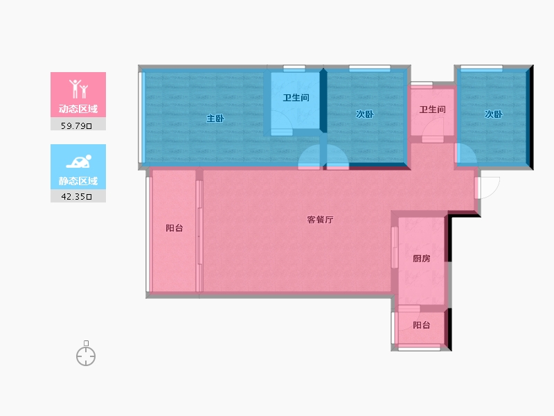 四川省-绵阳市-领地国际社区三期-90.64-户型库-动静分区