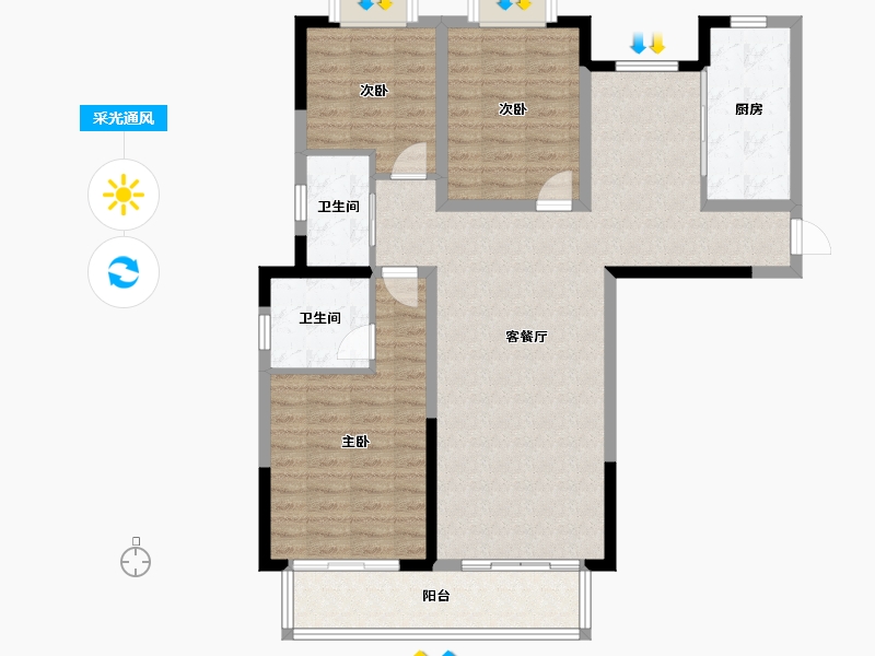 江西省-鹰潭市-中兆·城南府-105.01-户型库-采光通风