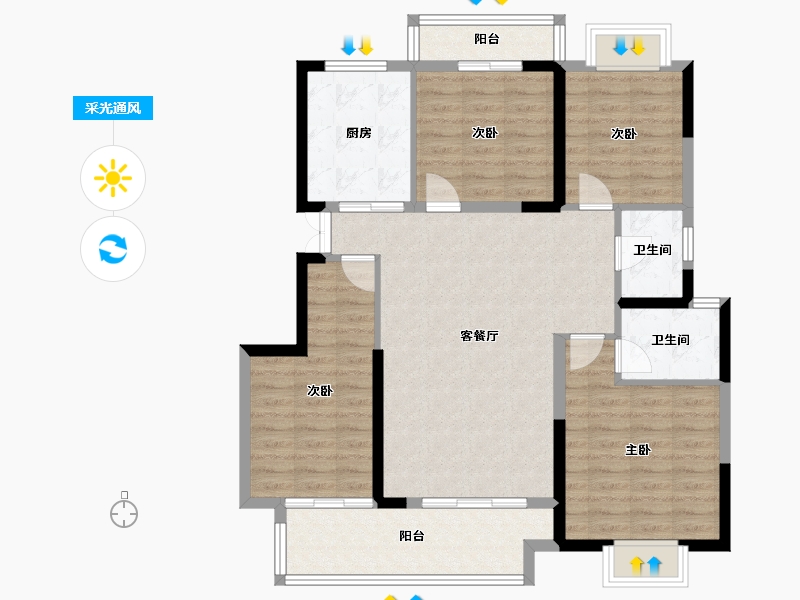 江西省-鹰潭市-铭欣·公园壹号-103.01-户型库-采光通风