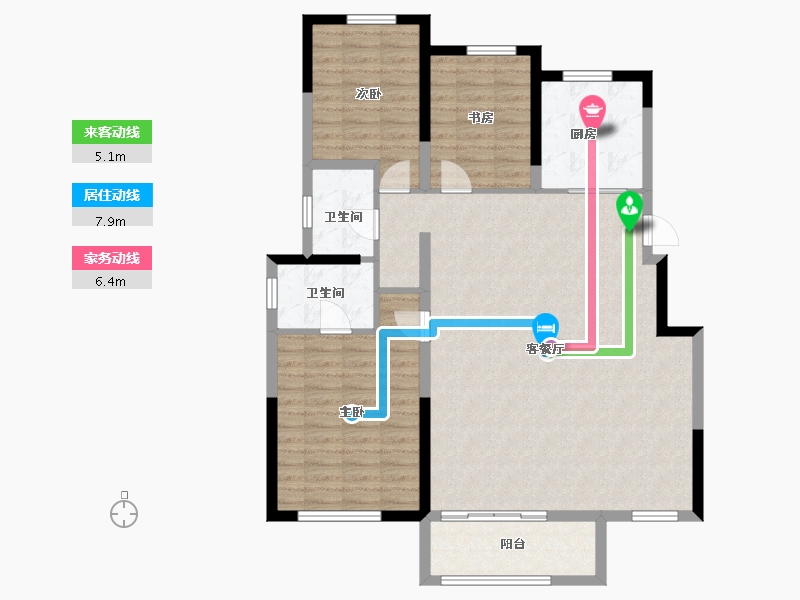 辽宁省-营口市-龙城嘉景-111.60-户型库-动静线