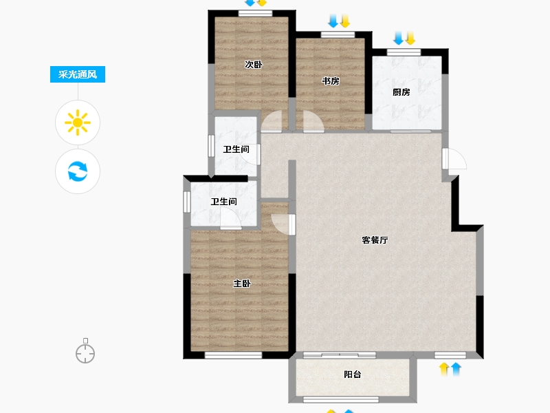 辽宁省-营口市-龙城嘉景-111.60-户型库-采光通风