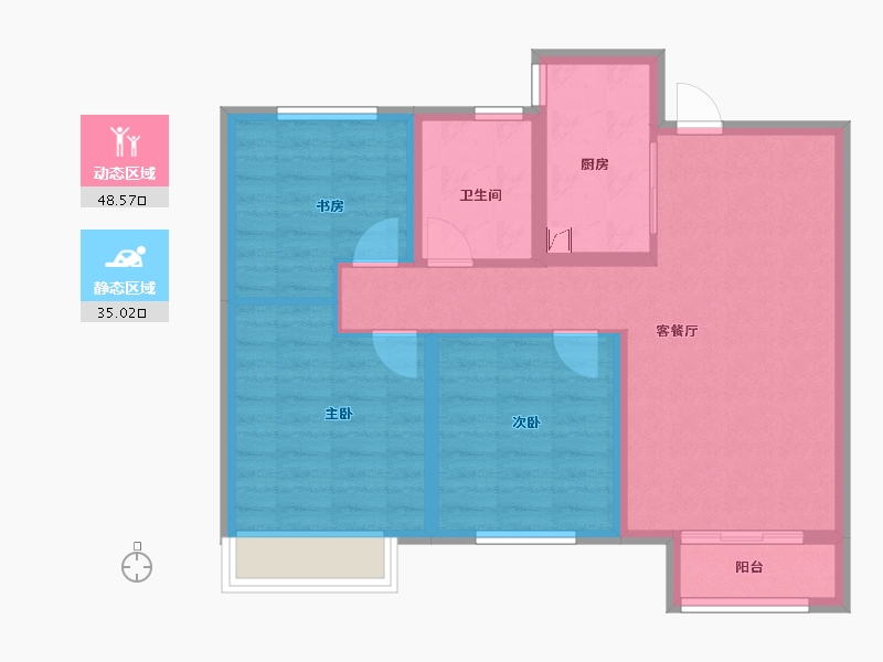 河北省-保定市-鸿坤理想尔湾-74.36-户型库-动静分区