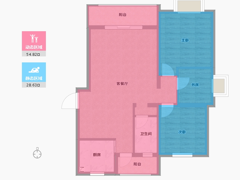 辽宁省-营口市-辽海中盐新城-74.61-户型库-动静分区