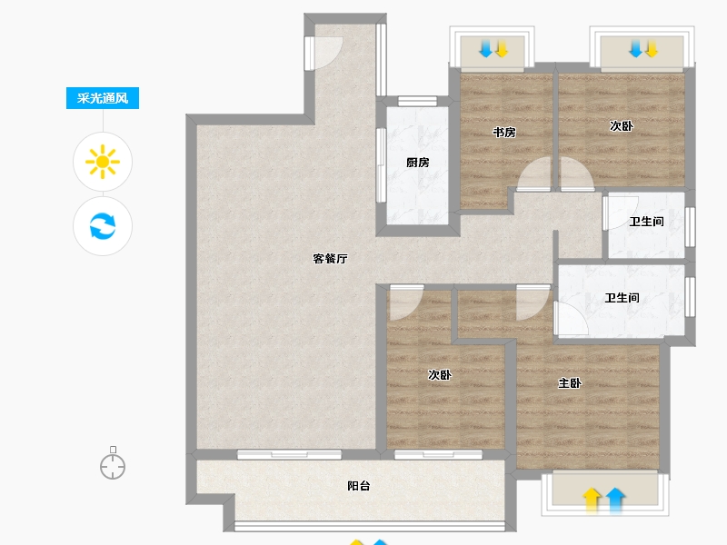 江西省-赣州市-嘉福·潋江府-102.30-户型库-采光通风