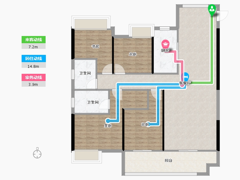 湖北省-咸宁市-卓尔赤壁公馆-113.77-户型库-动静线