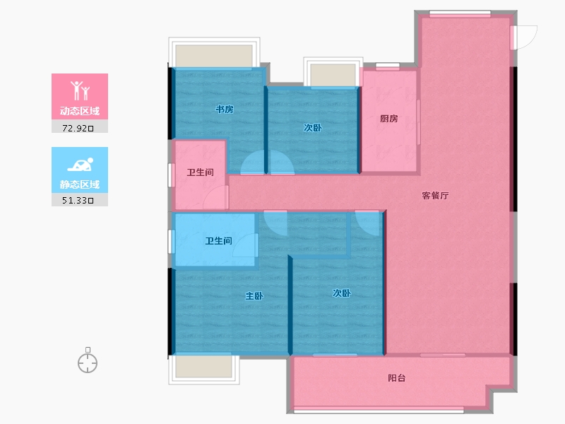 湖北省-咸宁市-卓尔赤壁公馆-113.77-户型库-动静分区