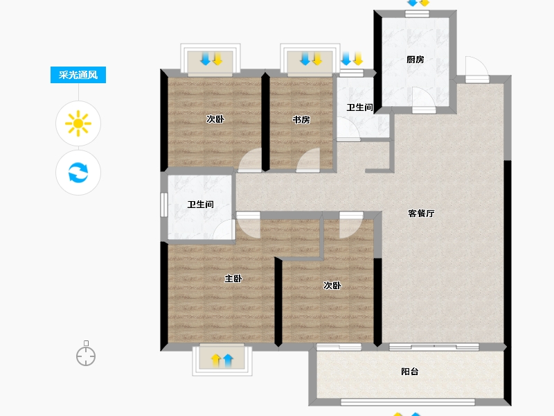 湖北省-武汉市-天纵时代城-106.21-户型库-采光通风