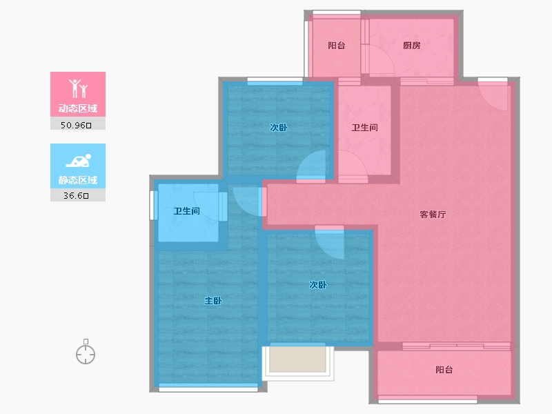 四川省-绵阳市-高又高新天骄-76.80-户型库-动静分区