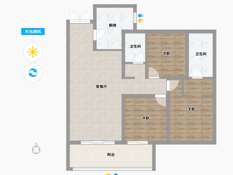 河南省-周口市-建业云筑-92.01-户型库-采光通风