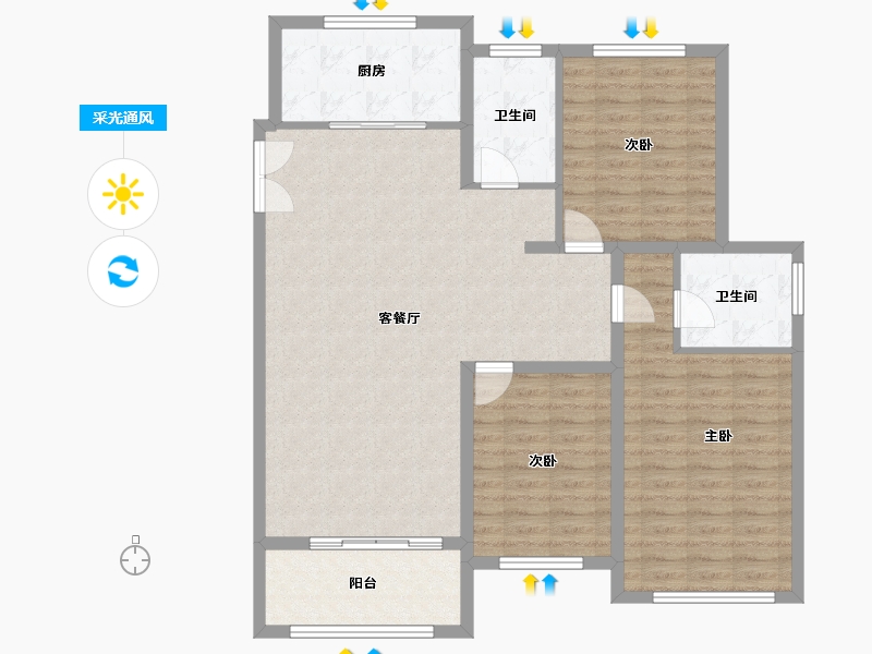 河南省-信阳市-潢川御景苑-113.13-户型库-采光通风