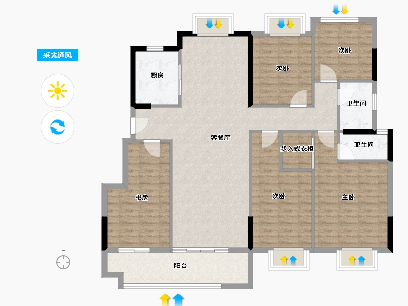 福建省-莆田市-建发磐龙府四期-130.23-户型库-采光通风