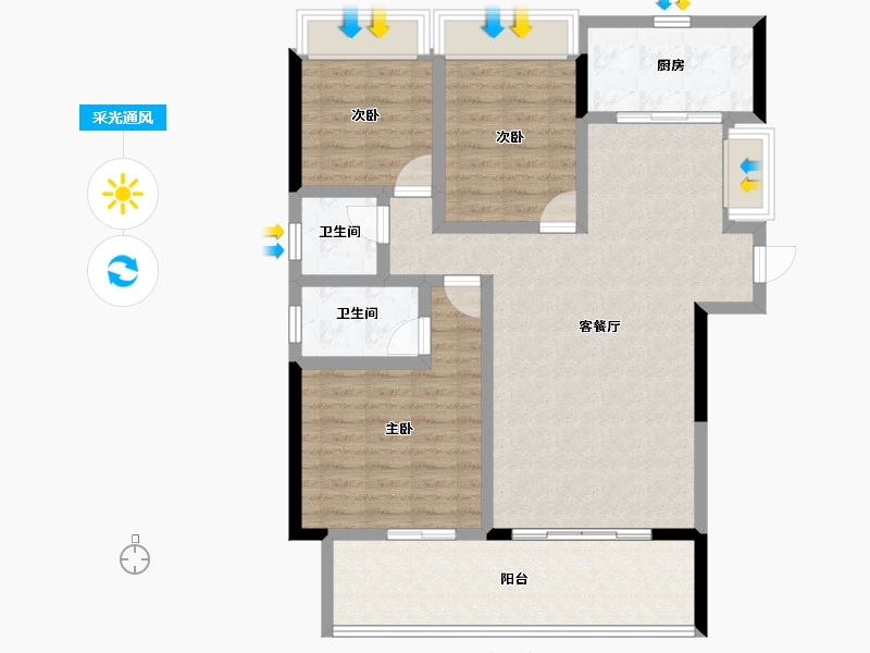 湖北省-咸宁市-城发鸣珂里-100.15-户型库-采光通风