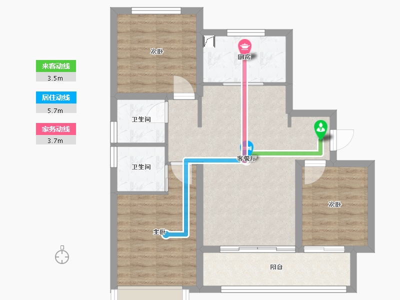 河北省-唐山市-锦绣天樾-72.70-户型库-动静线