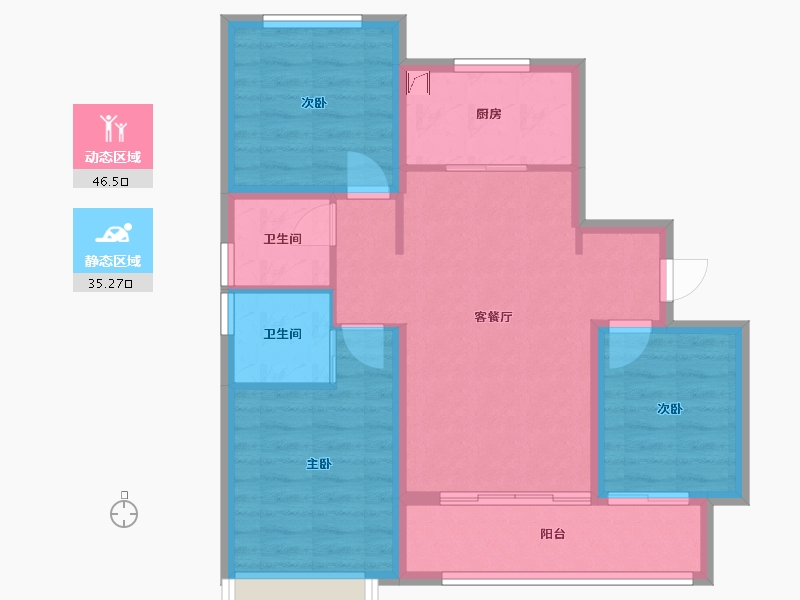 河北省-唐山市-锦绣天樾-72.70-户型库-动静分区