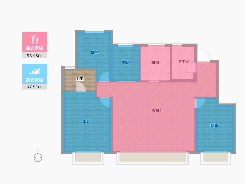 新疆维吾尔自治区-乌鲁木齐市-旭辉新城·学府尚品-100.67-户型库-动静分区