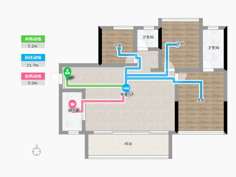 四川省-绵阳市-领地国际社区三期-87.68-户型库-动静线