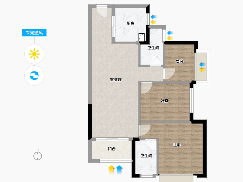 湖南省-长沙市-万科滨河道-80.00-户型库-采光通风