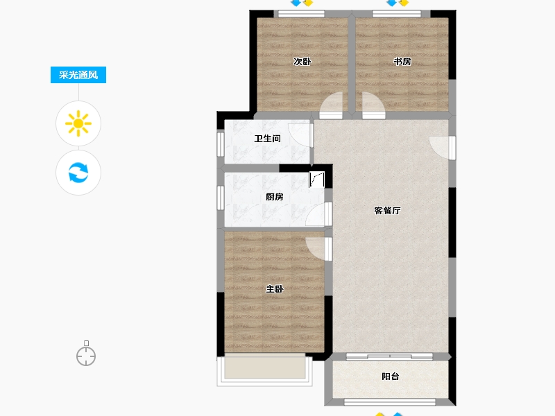 山东省-济南市-绿地海珀云庭-91.00-户型库-采光通风