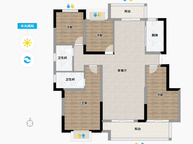 江西省-鹰潭市-铭欣·公园壹号-112.01-户型库-采光通风