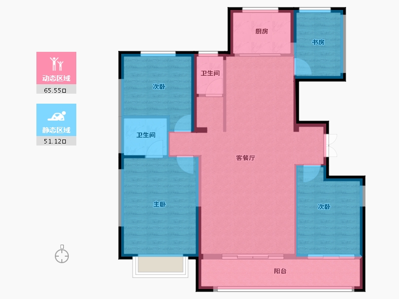 宁夏回族自治区-银川市-巨力公园和府-105.64-户型库-动静分区