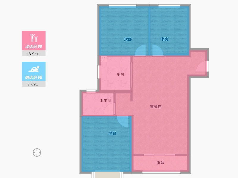 河北省-保定市-鸿坤理想尔湾-77.49-户型库-动静分区