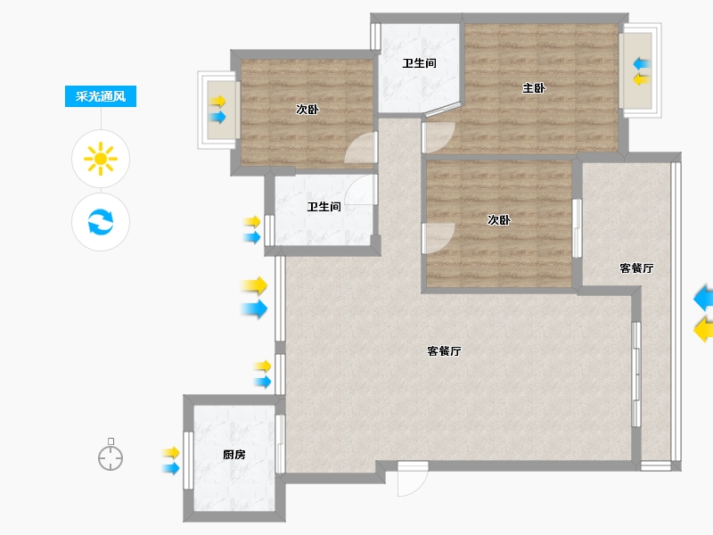 广西壮族自治区-南宁市-田园小区-120.00-户型库-采光通风