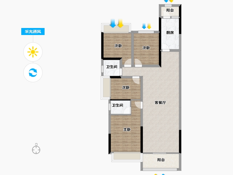 湖北省-咸宁市-同惠上和城-106.24-户型库-采光通风