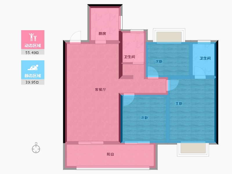 湖北省-咸宁市-崇阳壹号院-84.25-户型库-动静分区