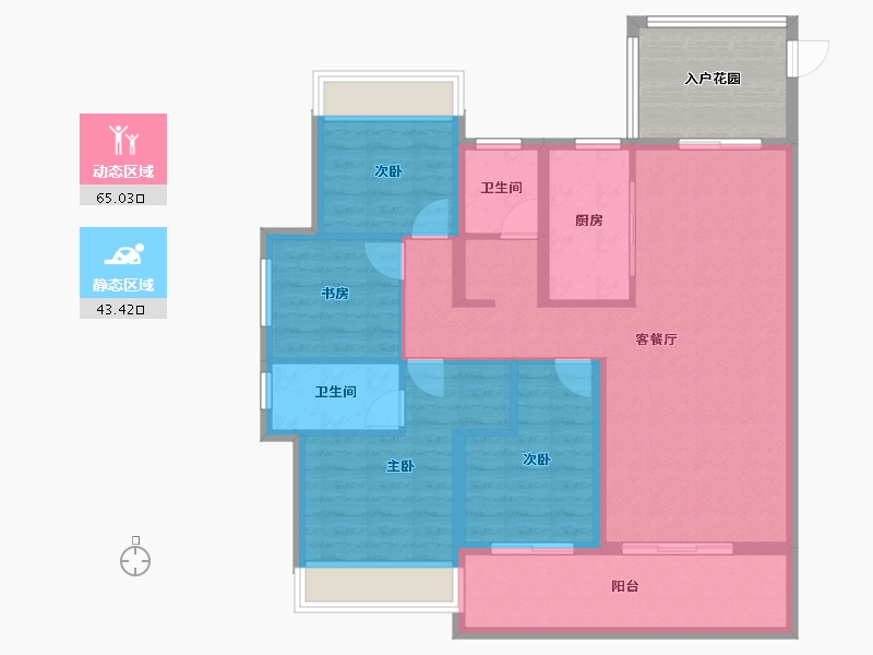 云南省-临沧市-恒宁京樾府-105.19-户型库-动静分区