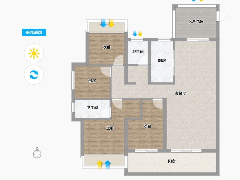 云南省-临沧市-恒宁京樾府-105.19-户型库-采光通风